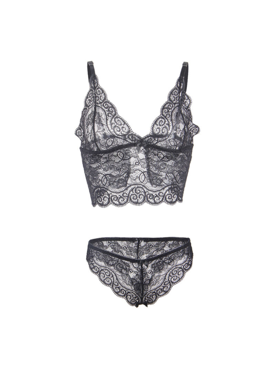 CAMISÓN DE SEDA Y ENCAJE SUBBLIME CON PANTIES NEGRO L/XL DE LA MARCA SUBBLIME SETS