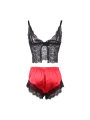 CAMISÓN DE SEDA CON PANTALÓN ENCAJE NEGRO/ROJO L/XL DE LA MARCA SUBBLIME SETS