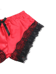 CAMISÓN DE SEDA CON PANTALÓN ENCAJE NEGRO/ROJO L/XL DE LA MARCA SUBBLIME SETS