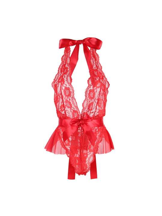 BODY SEXY CON VOLANTES Y CINTURÓN ROJO SUBBLIME S/M DE LA MARCA SUBBLIME BODIES
