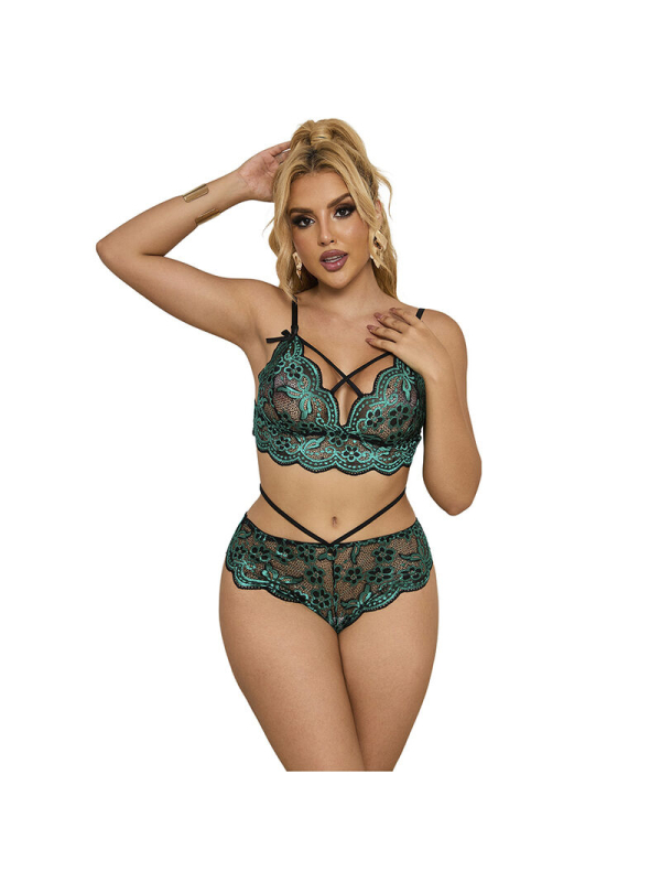 SUJETADOR Y PANTIES ENCAJE VERDE S/M - SUBBLIME DE LA MARCA SUBBLIME SETS