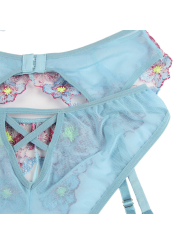 SUJETADOR Y PANTIES CON LIGUERO FLORAL AZUL L/XL DE LA MARCA SUBBLIME SETS
