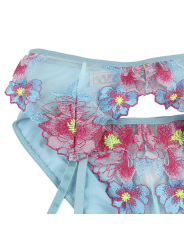 SUJETADOR Y PANTIES CON LIGUERO FLORAL AZUL L/XL DE LA MARCA SUBBLIME SETS