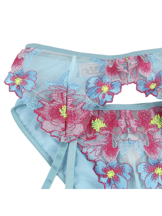 SUJETADOR Y PANTIES CON LIGUERO FLORAL AZUL L/XL DE LA MARCA SUBBLIME SETS