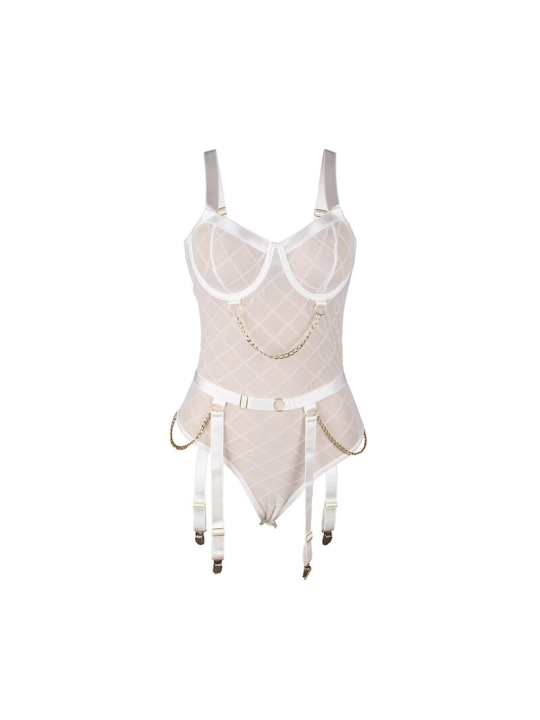 BODY CON CADENAS Y LIGUEROS BLANCO S/M - SUBBLIME DE LA MARCA SUBBLIME BODIES