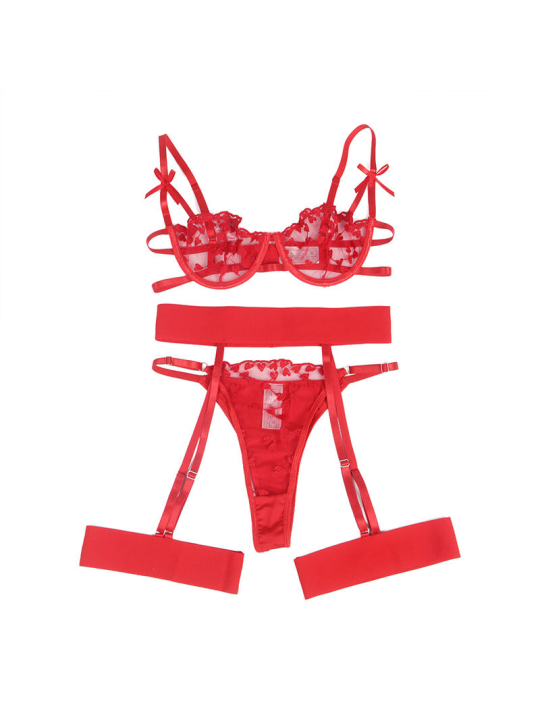 SUBLIME LENCERÍA CORAZONES ROJO SUJETADOR TANGA LIGUERO L/XL DE LA MARCA SUBBLIME SETS