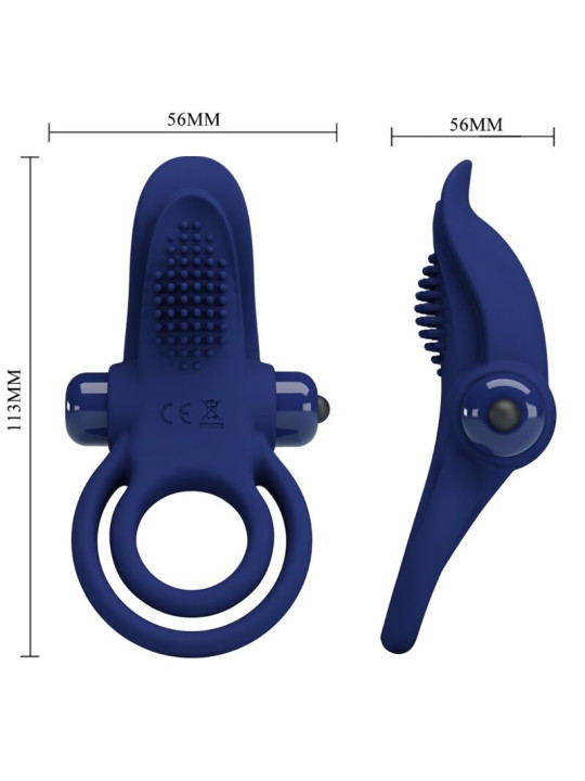 ANILLO VIBRADOR DOBLE AZUL PRETTY LOVE - 10 MODOS DE LA MARCA PRETTY LOVE MALE