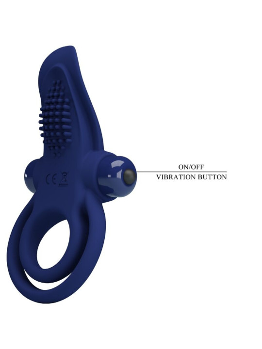ANILLO VIBRADOR DOBLE AZUL PRETTY LOVE - 10 MODOS DE LA MARCA PRETTY LOVE MALE