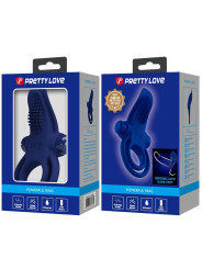 ANILLO VIBRADOR DOBLE AZUL PRETTY LOVE - 10 MODOS DE LA MARCA PRETTY LOVE MALE