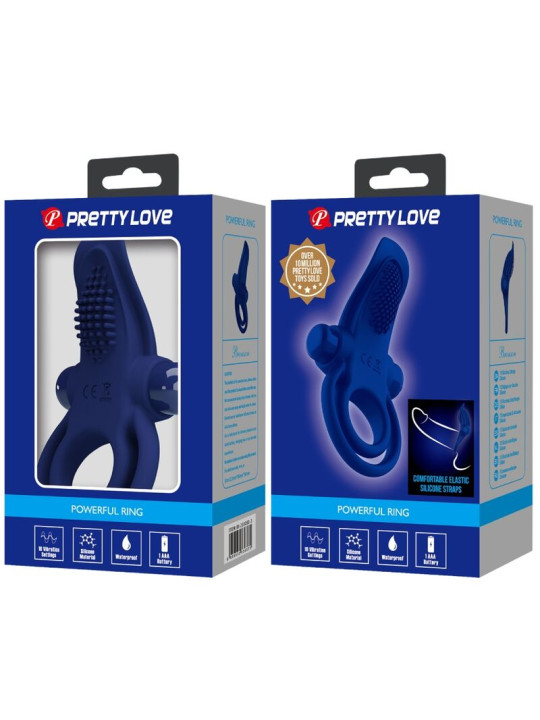 ANILLO VIBRADOR DOBLE AZUL PRETTY LOVE - 10 MODOS DE LA MARCA PRETTY LOVE MALE