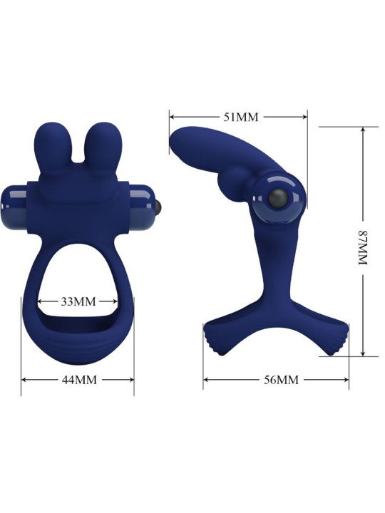 DOBLE ANILLO VIBRADOR RABBIT SILENCIOSO PRETTY LOVE AZUL DE LA MARCA PRETTY LOVE MALE
