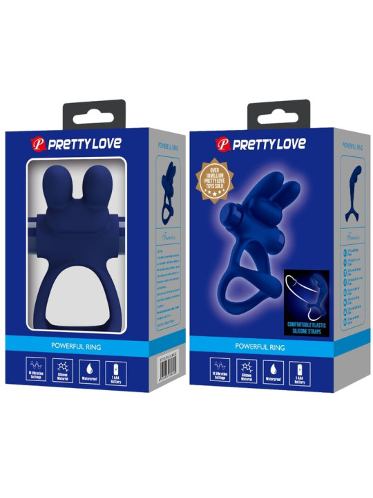 DOBLE ANILLO VIBRADOR RABBIT SILENCIOSO PRETTY LOVE AZUL DE LA MARCA PRETTY LOVE MALE