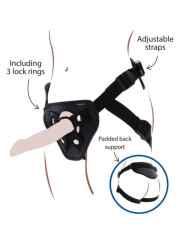 ARNÉS STRAP-ON AJUSTABLE CON ANILLOS Y BOLSA VIBRADORA DE LA MARCA GET REAL