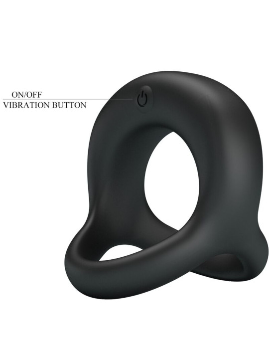 ANILLO VIBRADOR NEGRO ELLIOTT 10 MODOS SILICONA DE LA MARCA PRETTY LOVE