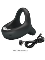 ANILLO VIBRADOR NEGRO ELLIOTT 10 MODOS SILICONA DE LA MARCA PRETTY LOVE