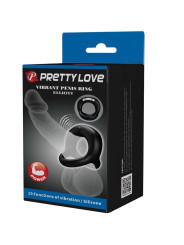 ANILLO VIBRADOR NEGRO ELLIOTT 10 MODOS SILICONA DE LA MARCA PRETTY LOVE
