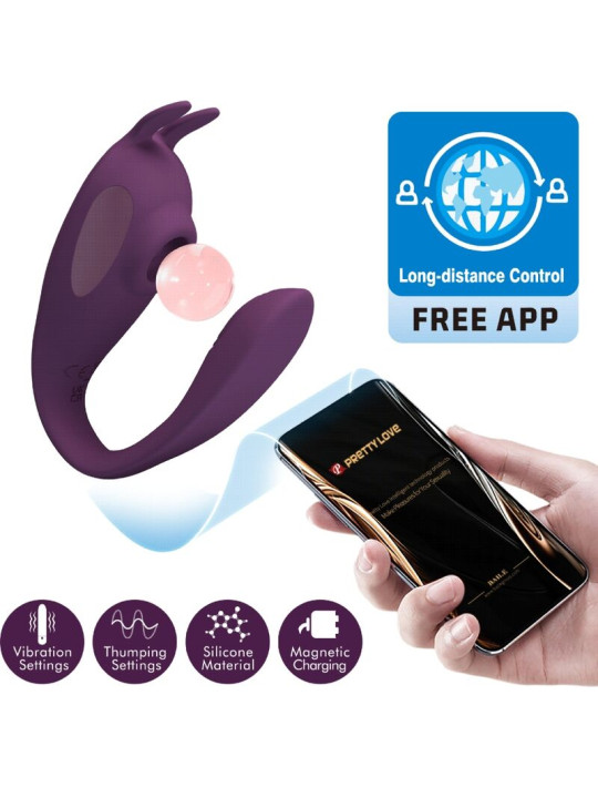 VIBRADOR APP CONTROL MORADO PRETTY LOVE SHEY 10 FUNCIONES DE LA MARCA PRETTY LOVE FLIRTATION
