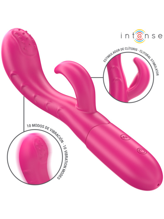 VIBRADOR AMARA CON LENGUA ESTIMULADORA Y 10 MODOS ROSA DE LA MARCA INTENSE FUN