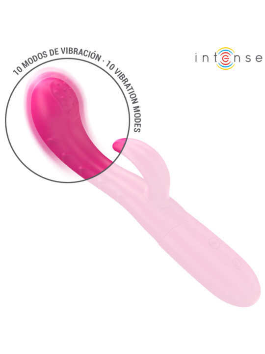 VIBRADOR AMARA CON LENGUA ESTIMULADORA Y 10 MODOS ROSA DE LA MARCA INTENSE FUN