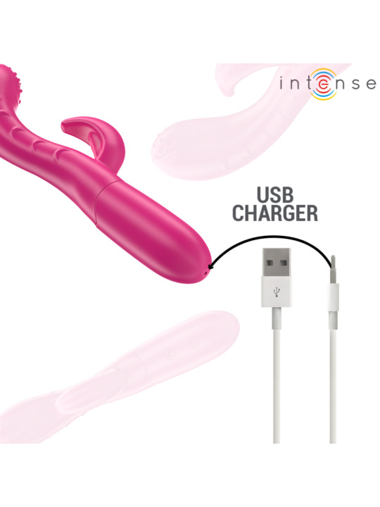 VIBRADOR AMARA CON LENGUA ESTIMULADORA Y 10 MODOS ROSA DE LA MARCA INTENSE FUN