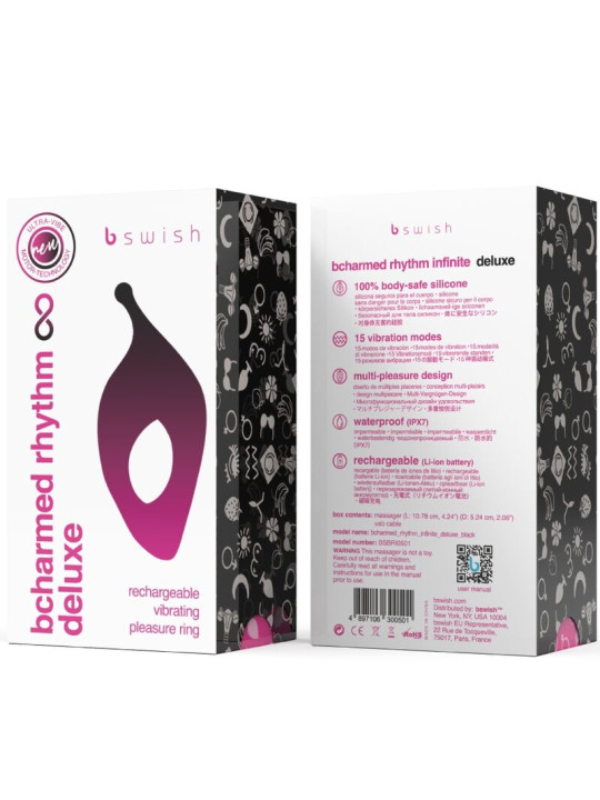 ANILLO VIBRADOR BCHARMED RHYTHM INFINITE 15 MODOS NEGRO DE LA MARCA B SWISH