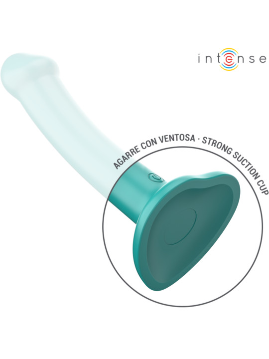 VIBRADOR KATIE CON VENTOSA 10 MODOS AZUL OSCURO REMOTO DE LA MARCA INTENSE FUN