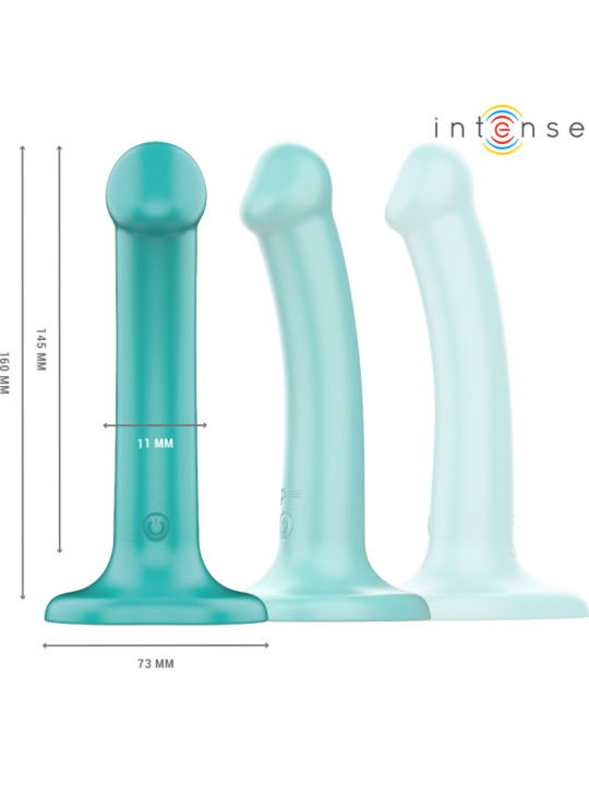VIBRADOR KATIE CON VENTOSA 10 MODOS AZUL OSCURO REMOTO DE LA MARCA INTENSE FUN