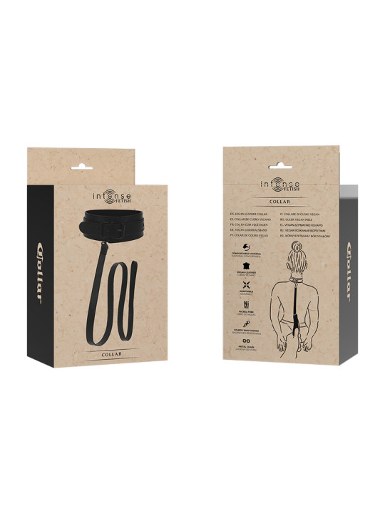 COLLAR DE CUERO VEGANO INTENSE FETISH AJUSTABLE DE LA MARCA INTENSE FETISH