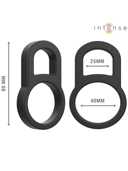 ANILLO DOBLE PARA PENE BOBBY SILICONA NEGRO INTENSE DE LA MARCA INTENSE COUPLES TOYS