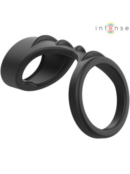 ANILLO DOBLE THEO SILICONA NEGRO PARA PENE Y ESCROTO DE LA MARCA INTENSE COUPLES TOYS