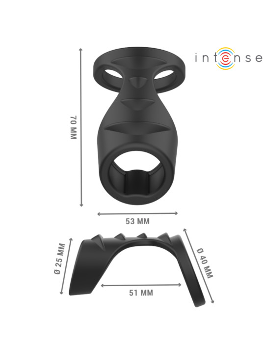 ANILLO DOBLE THEO SILICONA NEGRO PARA PENE Y ESCROTO DE LA MARCA INTENSE COUPLES TOYS