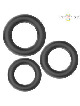 ANILLOS PARA PENE HUGH 3 UNIDADES SILICONA NEGRO INTENSE DE LA MARCA INTENSE COUPLES TOYS