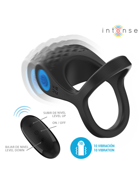 ANILLO VIBRADOR ALEX 10 MODOS NEGRO CON CONTROL REMOTO DE LA MARCA INTENSE COUPLES TOYS