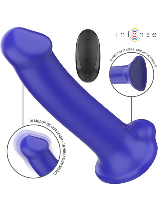 VIBRADOR VICTORIA CON VENTOSA 10 MODOS REMOTO AZUL OSCURO DE LA MARCA INTENSE FUN