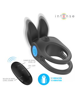 ANILLO VIBRADOR SAM 10 MODOS NEGRO CONTROL REMOTO DE LA MARCA INTENSE COUPLES TOYS