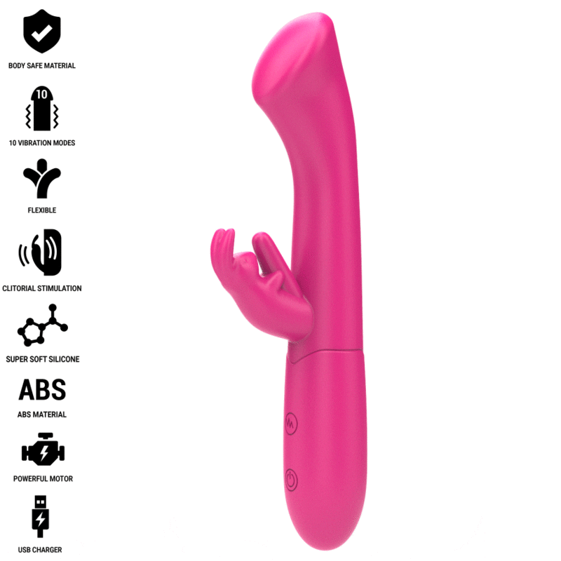 VIBRADOR RABBIT JULIETA 10 MODOS ROSA ESTIMULACIÓN CLITORIS Y PUNTO G DE LA MARCA INTENSE FUN