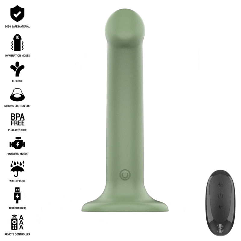 VIBRADOR BECCA CON VENTOSA 10 MODOS VERDE CONTROL REMOTO DE LA MARCA INTENSE FUN
