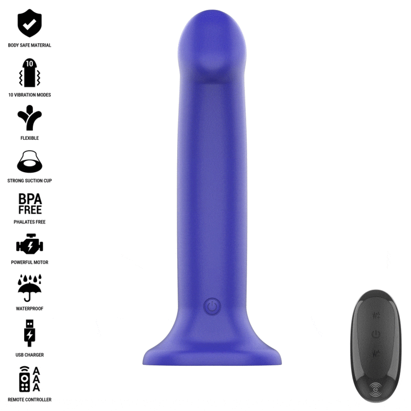 VIBRADOR VICTORIA CON VENTOSA 10 MODOS REMOTO AZUL OSCURO DE LA MARCA INTENSE FUN