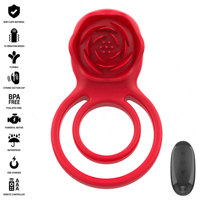 ESTIMULADOR GAIL ROSA 10 VIBRACIONES CONTROL REMOTO ROJO DE LA MARCA INTENSE FUN