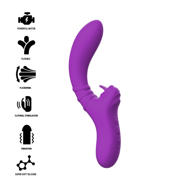 VIBRADOR FLEXIBLE HARRY CON LENGUA Y 20 MODOS MORADO DE LA MARCA INTENSE FUN