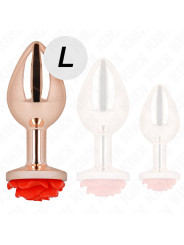 PLUG ANAL METÁLICO ROSA CON ROSA ROJA - KINK DE LA MARCA KINK PLEASURE PLUGS