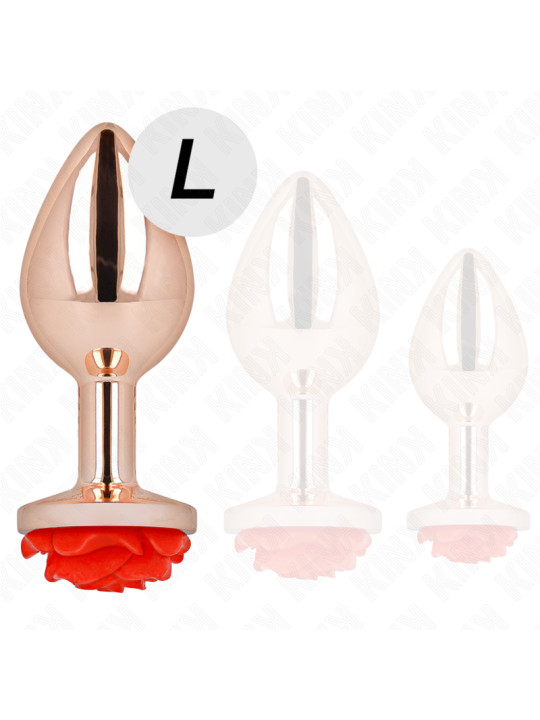 PLUG ANAL METÁLICO ROSA CON ROSA ROJA - KINK DE LA MARCA KINK PLEASURE PLUGS