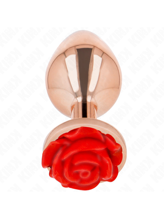 PLUG ANAL METÁLICO ROSA CON ROSA ROJA - KINK DE LA MARCA KINK PLEASURE PLUGS