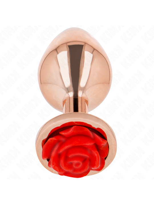 PLUG ANAL METÁLICO ROSA CON ROSA ROJA - KINK DE LA MARCA KINK PLEASURE PLUGS