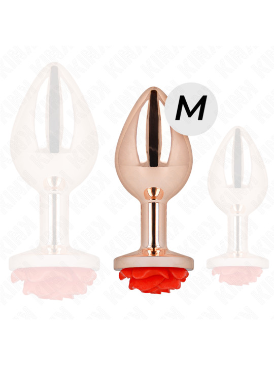 PLUG ANAL METÁLICO ROSA CON ROSA ROJA - KINK DE LA MARCA KINK PLEASURE PLUGS