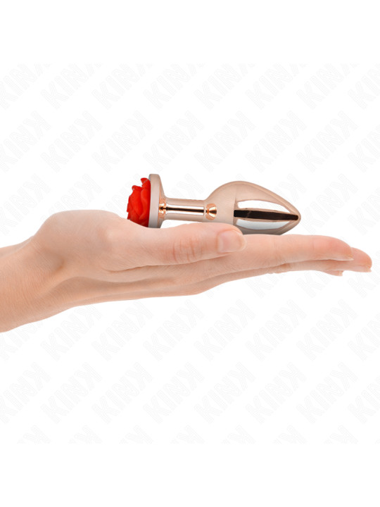 PLUG ANAL METÁLICO ROSA CON ROSA ROJA - KINK DE LA MARCA KINK PLEASURE PLUGS