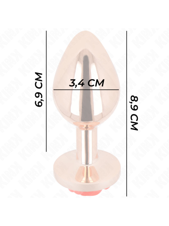 PLUG ANAL METÁLICO ROSA CON ROSA ROJA - KINK DE LA MARCA KINK PLEASURE PLUGS