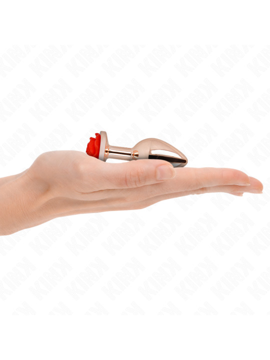 PLUG ANAL METÁLICO ROSA CON ROSA ROJA - KINK DE LA MARCA KINK PLEASURE PLUGS