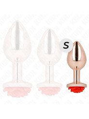 PLUG ANAL METÁLICO ROSA CON ROSA ROJA - KINK DE LA MARCA KINK PLEASURE PLUGS