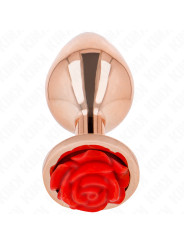PLUG ANAL METÁLICO ROSA CON ROSA ROJA - KINK DE LA MARCA KINK PLEASURE PLUGS